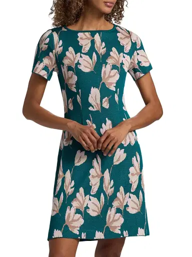 Misook Women's Floral A-Line Minidress - Spruce Cherry Blossom - Size XXL | Thumbnail 3 Misook Women's Floral A-Line Minidress - Spruce Cherry Blossom - Size XXL | Thumbnail 3