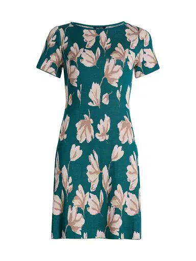 Misook Women's Floral A-Line Minidress - Spruce Cherry Blossom - Size XXL | Thumbnail 1 Misook Women's Floral A-Line Minidress - Spruce Cherry Blossom - Size XXL | Thumbnail 1