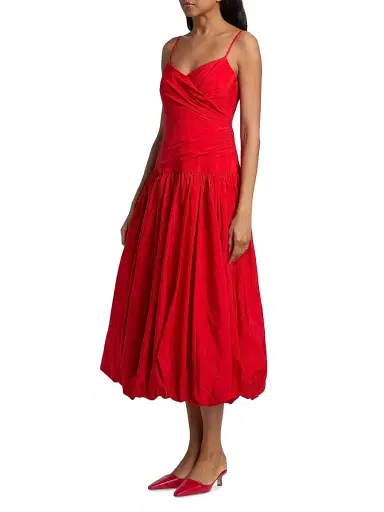 Cinq à Sept Women's Fia Bubble Hem Midi-Dress - Goji Berry - Size 10 | Thumbnail 4 Cinq à Sept Women's Fia Bubble Hem Midi-Dress - Goji Berry - Size 10 | Thumbnail 4