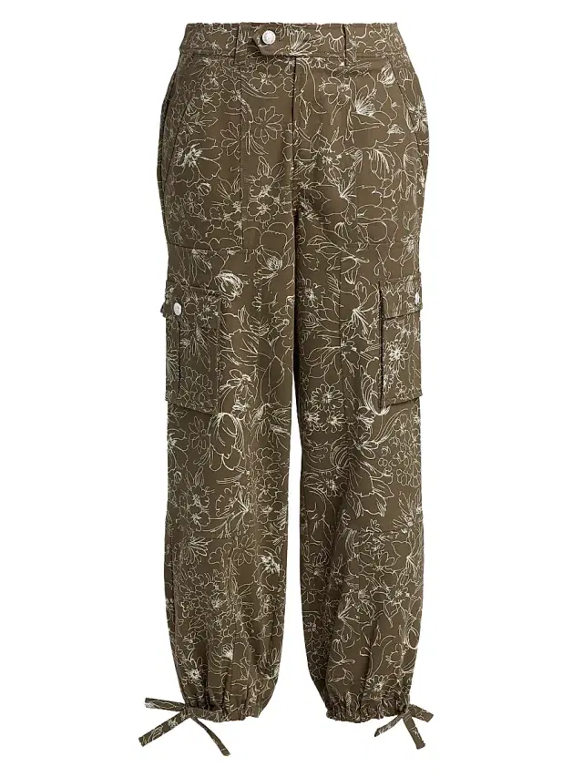 Women's Zola Garden Doodle Cargo Pants - Dark Olive White