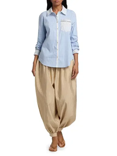 Cinq à Sept Women's Dorsia Striped Cotton-Blend Button-Front Shirt - Cornflower White - Size XL | Thumbnail 2 Cinq à Sept Women's Dorsia Striped Cotton-Blend Button-Front Shirt - Cornflower White - Size XL | Thumbnail 2