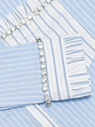 Cinq à Sept Women's Dorsia Striped Cotton-Blend Button-Front Shirt - Cornflower White - Size XL | Thumbnail 7 Cinq à Sept Women's Dorsia Striped Cotton-Blend Button-Front Shirt - Cornflower White - Size XL | Thumbnail 7