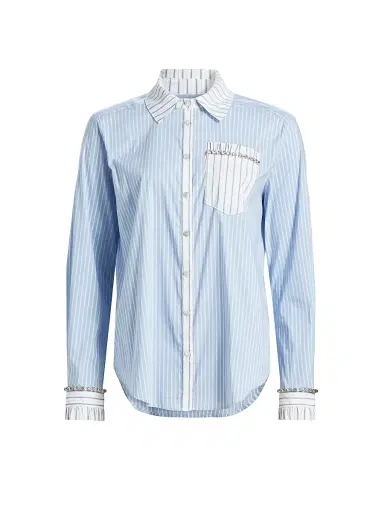 Cinq à Sept Women's Dorsia Striped Cotton-Blend Button-Front Shirt - Cornflower White - Size XL | Thumbnail 1 Cinq à Sept Women's Dorsia Striped Cotton-Blend Button-Front Shirt - Cornflower White - Size XL | Thumbnail 1