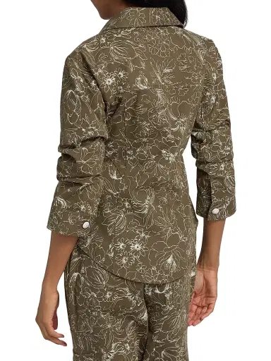 Cinq à Sept Women's Canyon Garden Doodle Scrunched Jacket - Dark Olive White - Size 12 | Thumbnail 5 Cinq à Sept Women's Canyon Garden Doodle Scrunched Jacket - Dark Olive White - Size 12 | Thumbnail 5