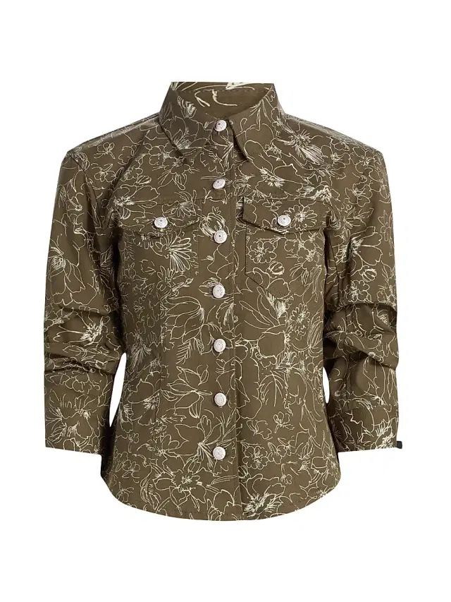 Women's Canyon Garden Doodle Scrunched Jacket - Dark Olive White