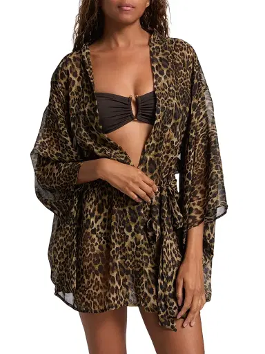 Nili Lotan Women's Kima Leopard-Print Silk Kimono-Style Cover-Up | Thumbnail 3 Nili Lotan Women's Kima Leopard-Print Silk Kimono-Style Cover-Up | Thumbnail 3