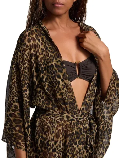 Nili Lotan Women's Kima Leopard-Print Silk Kimono-Style Cover-Up | Thumbnail 6 Nili Lotan Women's Kima Leopard-Print Silk Kimono-Style Cover-Up | Thumbnail 6