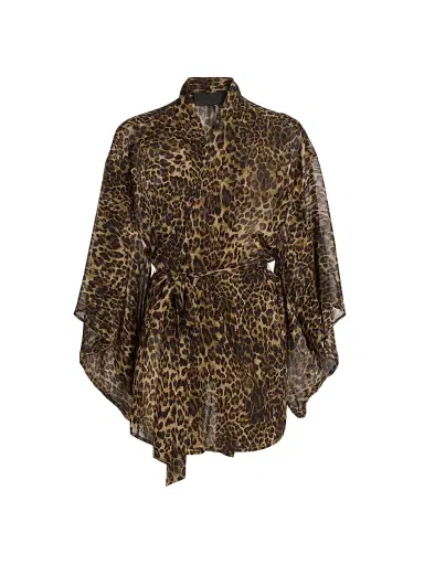 Nili Lotan Women's Kima Leopard-Print Silk Kimono-Style Cover-Up | Thumbnail 1 Nili Lotan Women's Kima Leopard-Print Silk Kimono-Style Cover-Up | Thumbnail 1