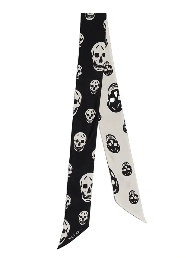 Women's Skinny Skull Silk Scarf - Black