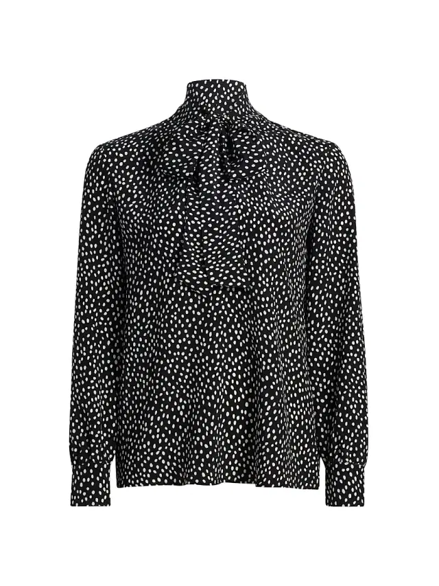 Women's Janese Wild Dot Silk Tieneck Blouse - Wild Dot