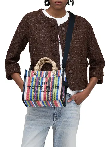 Marc Jacobs Women's The Stripe Mesh Small Tote Bag - Red Multi | Thumbnail 2