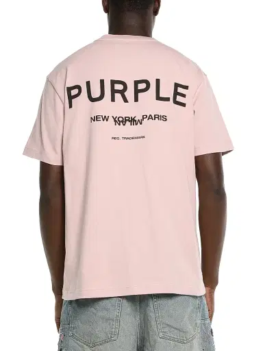 Purple Brand Men's Logo Jersey Crewneck T-Shirt - Pink | Thumbnail 2 Purple Brand Men's Logo Jersey Crewneck T-Shirt - Pink | Thumbnail 2
