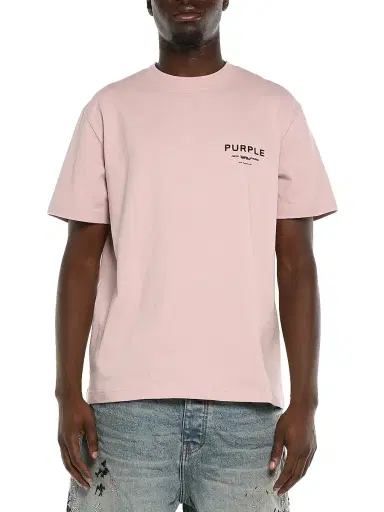 Purple Brand Men's Logo Jersey Crewneck T-Shirt - Pink | Thumbnail 1 Purple Brand Men's Logo Jersey Crewneck T-Shirt - Pink | Thumbnail 1