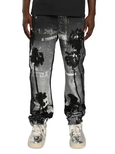 Purple Brand Men's Digital Palm Print Straight-Leg Jeans - Black - Size 38 | Thumbnail 1 Purple Brand Men's Digital Palm Print Straight-Leg Jeans - Black - Size 38 | Thumbnail 1