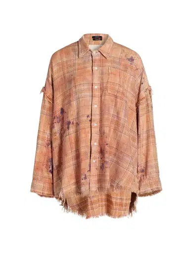 R13 Women's Shredded Seam Plaid Shirt | Thumbnail 1 R13 Women's Shredded Seam Plaid Shirt | Thumbnail 1