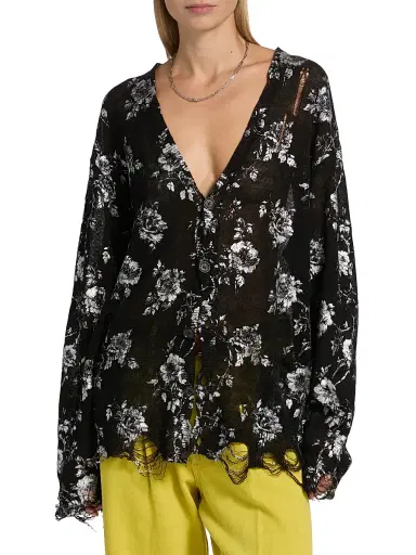 R13 Women's Rose-Print Cotton Boyfriend Cardigan | Thumbnail 3 R13 Women's Rose-Print Cotton Boyfriend Cardigan | Thumbnail 3