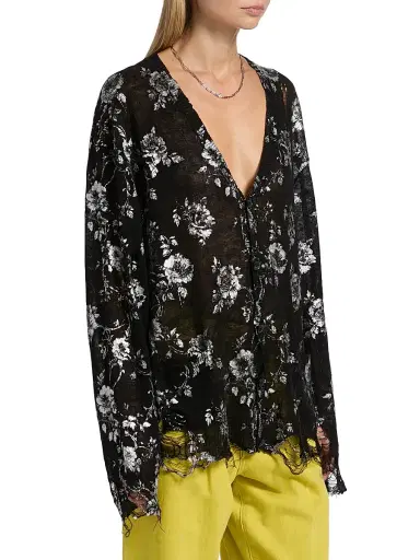 R13 Women's Rose-Print Cotton Boyfriend Cardigan | Thumbnail 4 R13 Women's Rose-Print Cotton Boyfriend Cardigan | Thumbnail 4