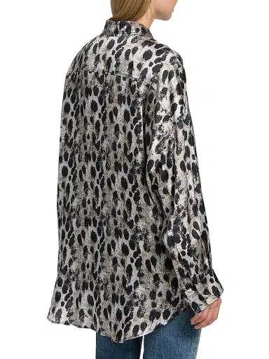 R13 Women's Printed Silk Shirt - Black Silver Leopard | Thumbnail 5 R13 Women's Printed Silk Shirt - Black Silver Leopard | Thumbnail 5