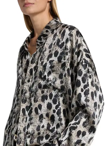 R13 Women's Printed Silk Shirt - Black Silver Leopard | Thumbnail 6 R13 Women's Printed Silk Shirt - Black Silver Leopard | Thumbnail 6