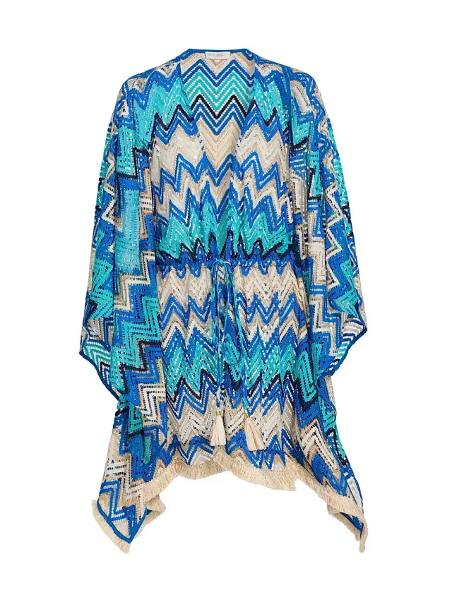 Ramy Brook Women's Rayne Chevron-Knit Cover-Up Minidress - Blue Chevron