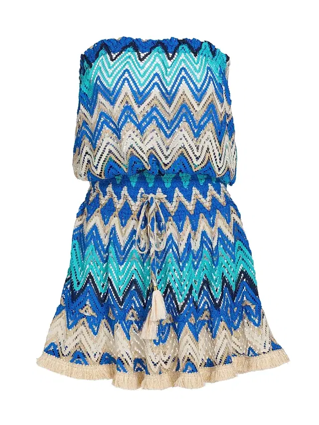 Ramy Brook Women's Lauryn Chevron-Knit Cover-Up Minidress - Blue Chevron
