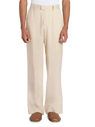 AMIRI Men's Striped Linen-Blend Tailored Pants - Alabaster - Size 32 | Thumbnail 3 AMIRI Men's Striped Linen-Blend Tailored Pants - Alabaster - Size 32 | Thumbnail 3