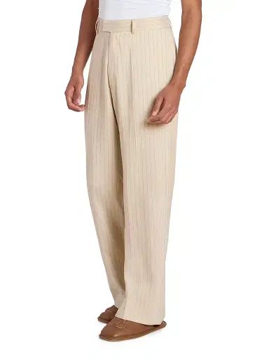 AMIRI Men's Striped Linen-Blend Tailored Pants - Alabaster - Size 32 | Thumbnail 4 AMIRI Men's Striped Linen-Blend Tailored Pants - Alabaster - Size 32 | Thumbnail 4