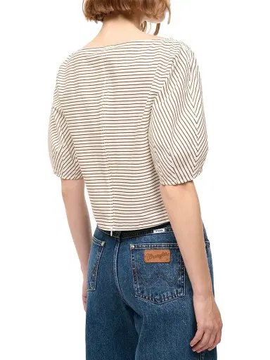 Staud Women's Didi Striped Stretch-Cotton Top - Ivory Dark Oak Micro Stripe - Size XL | Thumbnail 5 Staud Women's Didi Striped Stretch-Cotton Top - Ivory Dark Oak Micro Stripe - Size XL | Thumbnail 5