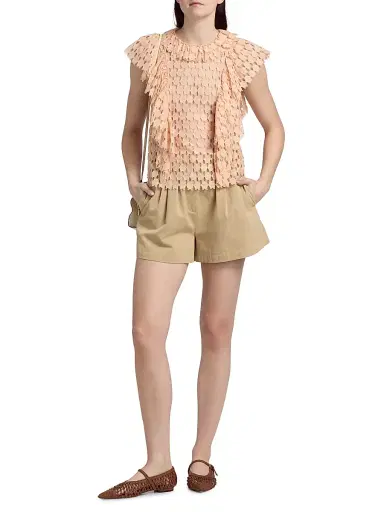 Ulla Johnson Women's Kira Pleated Cotton Shorts - Sahara - Size 12 | Thumbnail 2