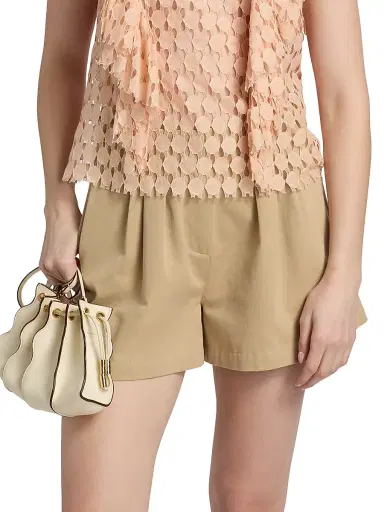 Ulla Johnson Women's Kira Pleated Cotton Shorts - Sahara - Size 12 | Thumbnail 3