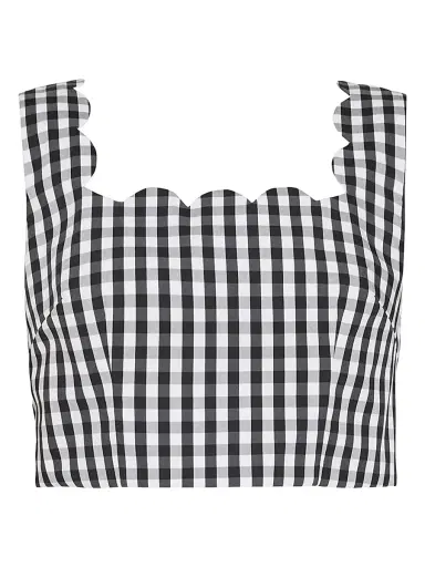 Milly Women's Mia Gingham Top - Black White - Size Large | Thumbnail 1