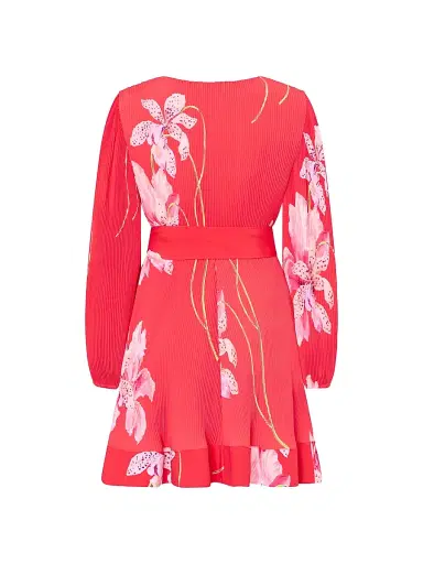Milly Women's Liv Pleated Floral Minidress - Red Multi | Thumbnail 2