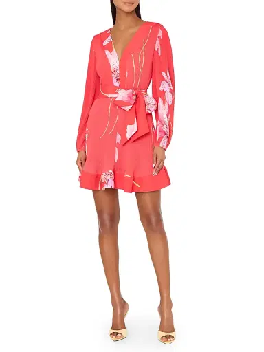 Milly Women's Liv Pleated Floral Minidress - Red Multi | Thumbnail 3