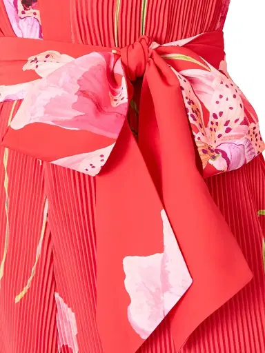 Milly Women's Liv Pleated Floral Minidress - Red Multi | Thumbnail 4