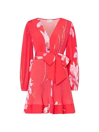Milly Women's Liv Pleated Floral Minidress - Red Multi | Thumbnail 1