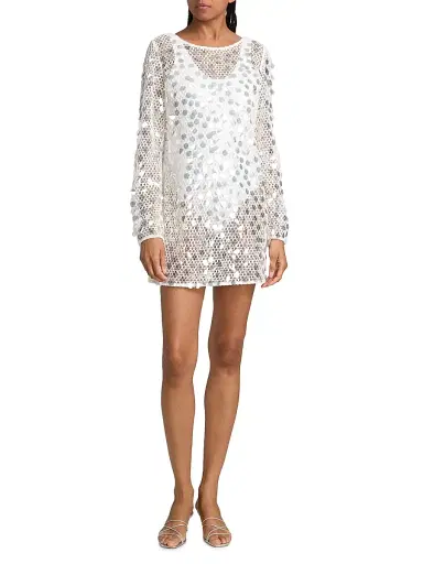 Milly Women's Paillette Sequined Crochet Cover-Up Minidress | Thumbnail 2 Milly Women's Paillette Sequined Crochet Cover-Up Minidress | Thumbnail 2