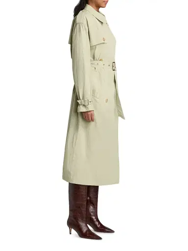 Ronny Kobo Women's Cohen Double-Breasted Belted Raincoat - Sage - Size Large | Thumbnail 4