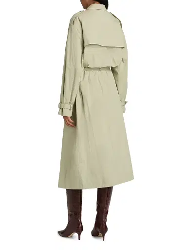 Ronny Kobo Women's Cohen Double-Breasted Belted Raincoat - Sage - Size Large | Thumbnail 5