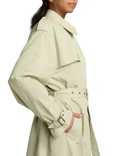 Ronny Kobo Women's Cohen Double-Breasted Belted Raincoat - Sage - Size Large | Thumbnail 6