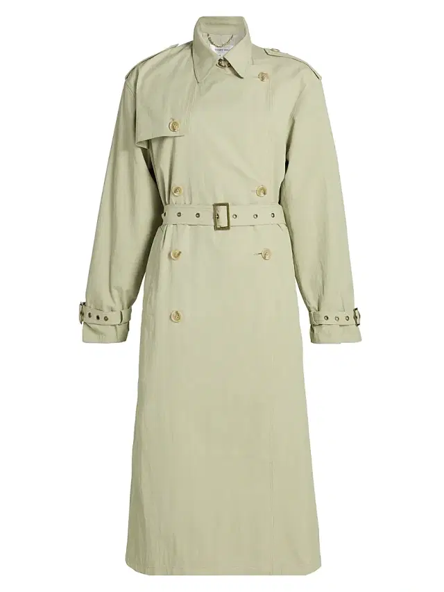 Ronny Kobo Women's Cohen Double-Breasted Belted Raincoat - Sage