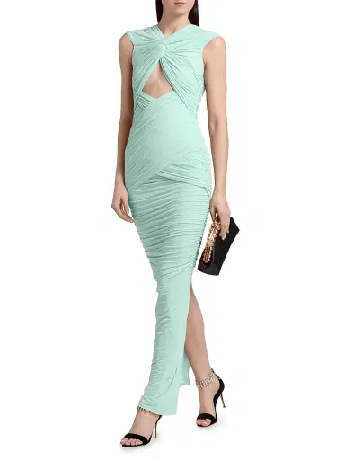Ronny Kobo Women's Nasha Ruched Sheath Maxi Dress - Fern - Size XL | Thumbnail 2