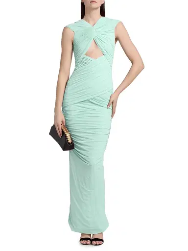 Ronny Kobo Women's Nasha Ruched Sheath Maxi Dress - Fern - Size XL | Thumbnail 3