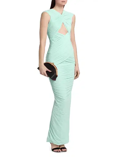 Ronny Kobo Women's Nasha Ruched Sheath Maxi Dress - Fern - Size XL | Thumbnail 4