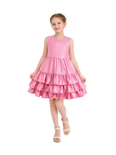 Mimi Tutu Little Girl's & Girl's Satin Ruffle Party Dress - Pink | Thumbnail 2