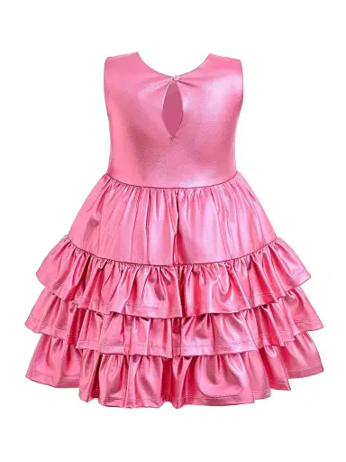 Mimi Tutu Little Girl's & Girl's Satin Ruffle Party Dress - Pink | Thumbnail 3