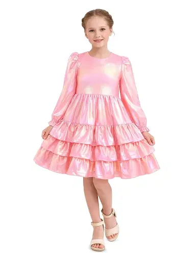Mimi Tutu Little Girl's & Girl's Metallic Riffle Party Dress - Pink | Thumbnail 3