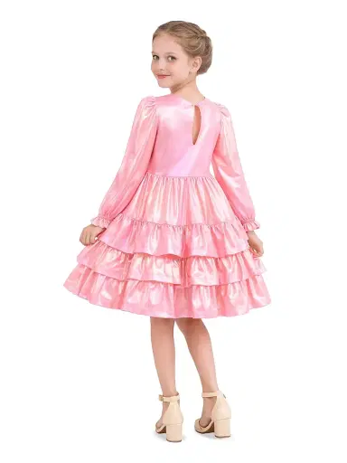 Mimi Tutu Little Girl's & Girl's Metallic Riffle Party Dress - Pink | Thumbnail 4