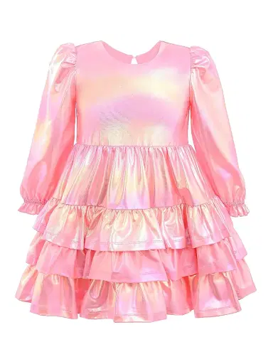Mimi Tutu Little Girl's & Girl's Metallic Riffle Party Dress - Pink | Thumbnail 1