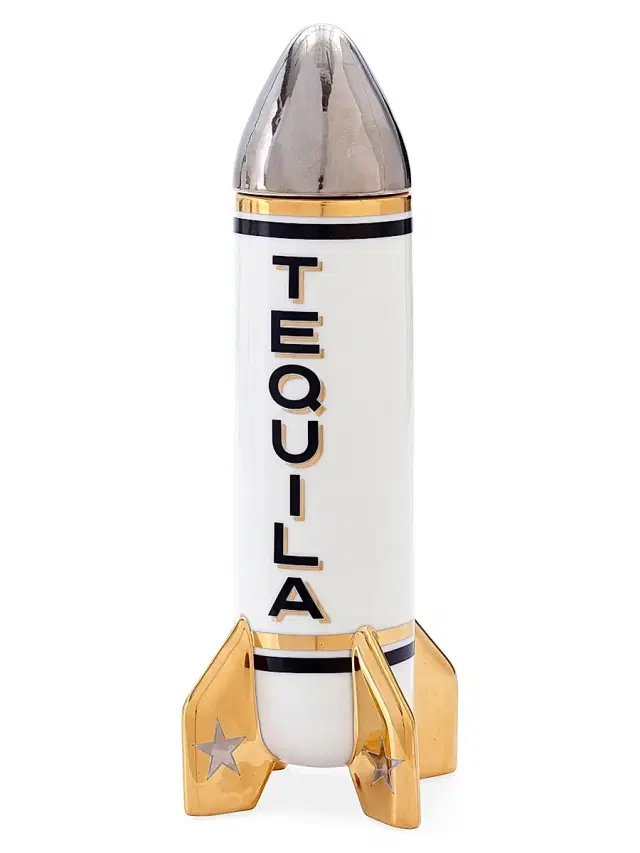 Jonathan Adler 16K Goldplated & Rocket Porcelain Tequila Decanter