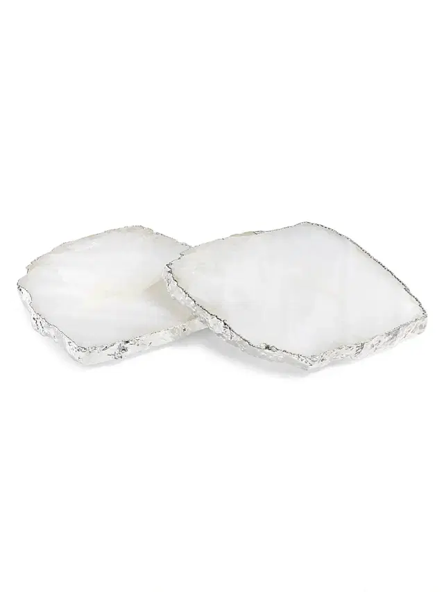 ANNA New York Kivita 2-Piece Pure Silverplated Crystal Coaster Set